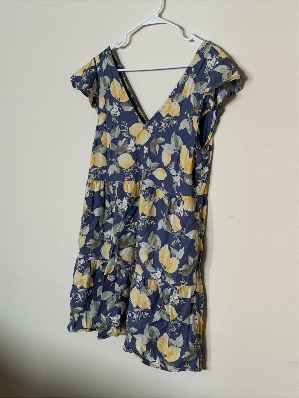 Abercrombie & Fitch Navy Floral V-Neck Mini Dress with Yellow Print